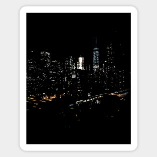 All of the Lights Manhattan Skyline Night Brooklyn Bridge New York City Sticker